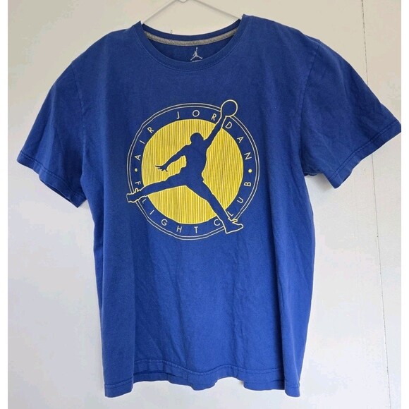 Jordan Shirt Mens XL Nike Blue Yellow‎ Jumpman Air Basketball Flight Club - Picture 1 of 7